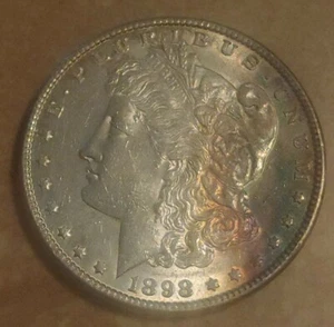1898 Morgan Dollar 90% Silver Dollar $1 Toned - Picture 1 of 8