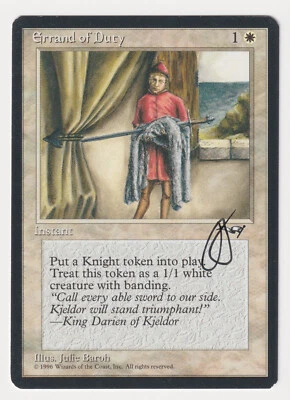 Signed Errand of Duty Proof LP Alliances Artist Julie Baroh 1996 MTG Magic AP! - Image 1 of 2