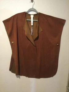 NUEVO CON ETIQUETAS INUSUAL CHICOS IMITACIÓN GAMUZA REVERSIBLE CUBIERTA MIDI ROJIZO/NARANJA OS - Imagen 1 de 14