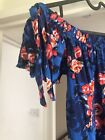 Dress Off the shoulder, small sleeve size 8 floral bright blue red
