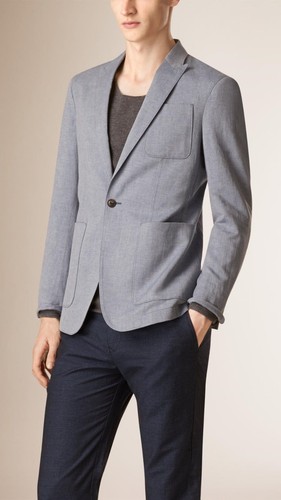 Giacca sportiva blazer uomo Burberry blu lino cotone nuovo $895 taglia US 44 EU 54