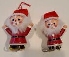 Mr. Claus (2) Christmas Ornaments Republic of China Vintage Wooden Ice Skating 