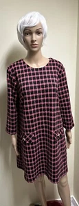 Womens New Look Pink Check 3/4 Sleeve Mini Tunic Dress Size UK 18 BNWT Free Post - Picture 1 of 23
