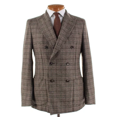Luciano Barbera NWD Cashmere Double Breasted Sport Coat Size 50 (40 US) Brown - Image 1 of 4