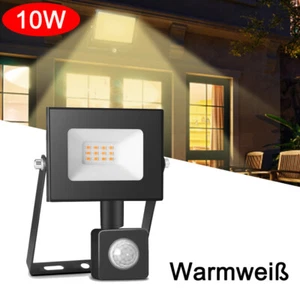 LED Fluter 10W Außen Strahler mit Bewegungsmelder Warmweiß Scheinwerfer Lampe DE - Bild 1 von 8