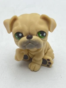 Auténtico Bulldog Rubio Bronceado Hasbro Littlest Pet Shop LPS # 107 Ojos Verdes - Imagen 1 de 5
