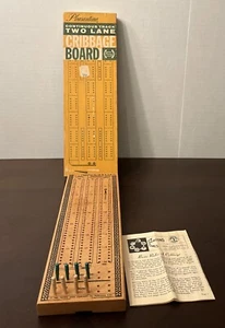 Vintage Pleasantime 1963 Wood Continuous Track Two Lane Cribbage Board Game 175 - Picture 1 of 19