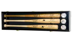 3 vitrinas de bate de béisbol pared negra marco horizontal gabinete caja de sombra - Imagen 1 de 10