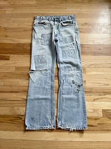 Vintage Levi’s Orange Tab 70s USA Hippie Patchwork Jeans 31x29 Flared Bootcut - Picture 1 of 6