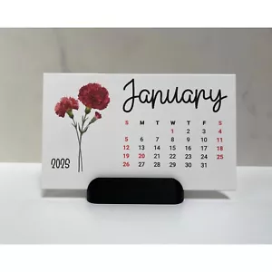 Small 2025 Desk Calendar Birth Flowers Design With Optional Stand 5" x 3" - Picture 1 of 9