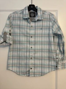 CALVIN KLEIN Girl's Sz M (10/12) Blue Pink Strap Long Sleeve Blouse Top Shirt. - Picture 1 of 8
