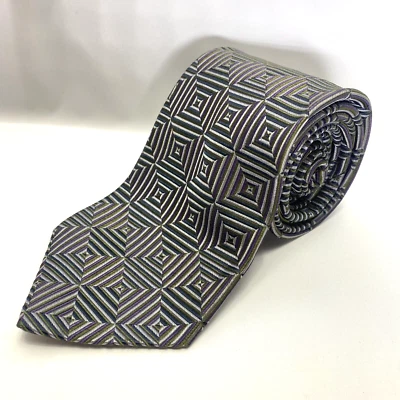 Corbata Gianni Versace España Gris/Púrpura Cuadrados Corbata Lujo Seda Aprox 3.5x"58" Foto 1 de 4
