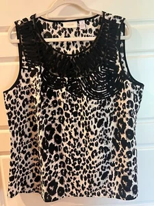 Chico's Sleeveless Cheetah Print Blouse Tank Womens 2 (12/14) EUC - Picture 1 of 4