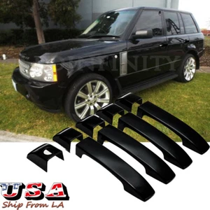 Glossy Black Door Handle Cover Trim For 2002-2012 Land Range Rover Vogue L322 - Foto 1 di 8