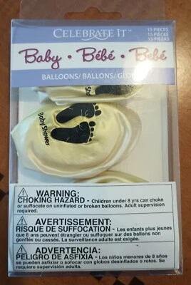 Paquete de 15 globos amarillos huellas de bebé ducha fiesta decoraciones revelan látex  Foto 1 de 2