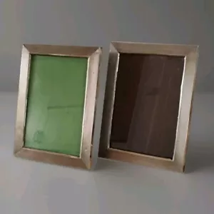 1960s Solid Guilloche Silver and Mahogany Photo Frame Pairs N1 - Picture 1 of 21