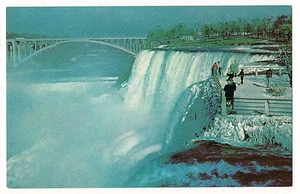 WINTER VIEW NIAGARA FALLS American Bridge Vtg Postcard Waterfalls New York NY - Picture 1 of 2
