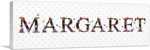 ARTCANVAS MARGARET Girls Name Room Decor Panoramic Canvas Art Print - Picture 1 of 11