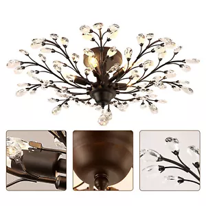 Vintage Crystal Pendant Lamp Flower Ceiling Light Fixture Chandelier Bedroom NEW - Picture 1 of 23