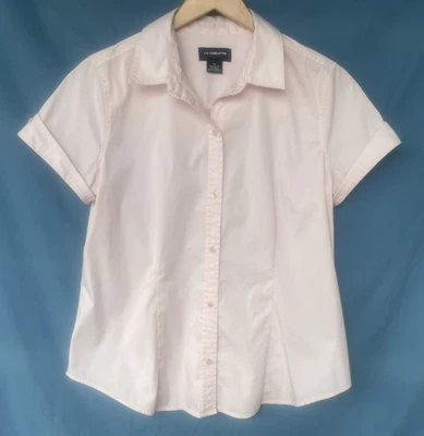 Medium Pink LIZ CLAIBORNE Cotton Blend S/S Button Up Blouse - Image 1 of 4