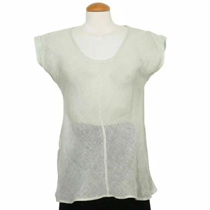 EILEEN FISHER 100 % Lino Gasa Corte Sesgado Cuello Redondo Top Túnica Manga Corta Mediana - Imagen 1 de 18