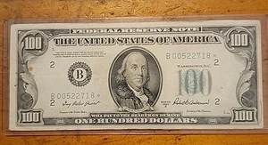 👀 RARE 👀 Series 1950B $100 Bill * Star Note Fancy Serial Number B00522718* - Picture 1 of 6