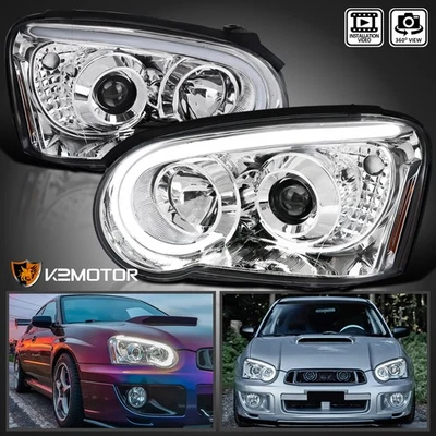 Fits 2004-2005 Subaru Impreza WRX Clear LED Tube Projector Headlights Lamp 04-05 - Image 1 of 4