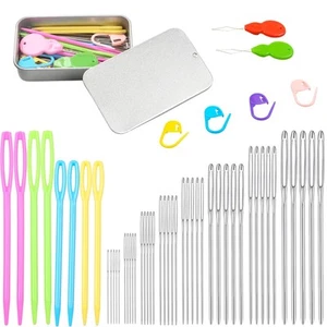 54 PCS Large-Eye Blunt Needles Kit, 8 Sizes Stainless Steel Yarn Knitting Sew... - Picture 1 of 7
