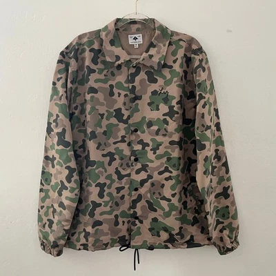 LRG Lifted Research Group Panda Camo Windbreaker Jacket Pockets Tan Medium NWOT - Image 1 of 4