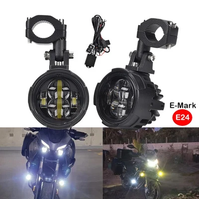 Par de faróis de neblina de motocicleta 100W luz de direção auxiliar LED dupla cor - Imagem 1 de 4