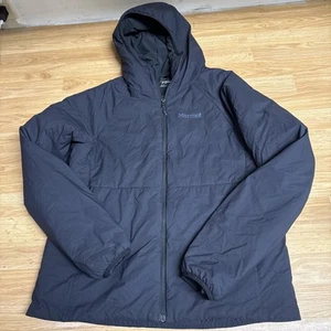 Men's Large Marmot Black Hooded Full Zip Jacket - Picture 1 of 10