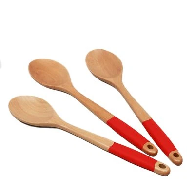 Juego de cucharas de madera con mango de silicona premium Chef Craft, 14 pulgadas, rojo Foto 1 de 4