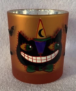 Department 56 Mercury Glass Black Cat Votive Retired 2004 Halloween - Picture 1 of 5