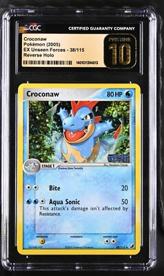 Pokemon Croconaw Reverse Holo EX Unseen Forces 38/115 CGC 10 Pristine Pop 3 - Image 1 of 2