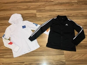 Adidas Youth Kids Medium Black with White Stripes Full Zip Track Jacket Lot Of 2 - Picture 1 of 5