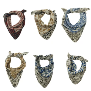 Organic Cotton Bandanas Block Print Bandanas Luxury Design 6 Piece Set Very Soft - Picture 1 of 8