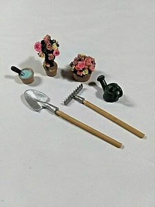 Dollhouse Gardening Tools & Flowers 6 Pieces Total - Picture 1 of 3