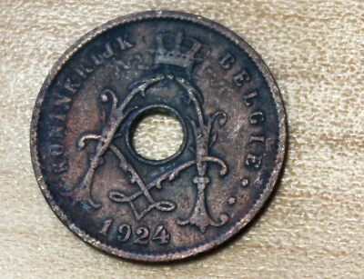 1924 Belgium 5 Centimes Dutch text  - Image 1 of 2