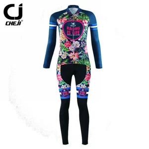 CHEJI Vintage Cycling Clothing Kit Women's Cycling Pants and Jersey Set Flowers - Picture 1 of 7