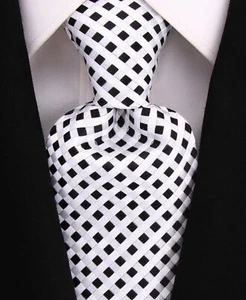 Scott Allan Men's Black & White Checkered Necktie - Picture 1 of 5
