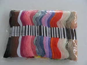SEALED 40+ Cotton Embroidery Floss Thread Red Pink Yellow Blue Grn Gold in Skein - Picture 1 of 12