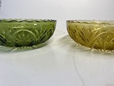 MCM Set Of 2 MEDALLION Anchor Hocking Green And Yellow Chip Bowls Star & Cameo
