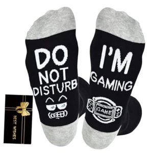 Gamer Gifts Funny Socks for Men,Do Not Disturb I'm Gaming Game Black - Picture 1 of 8