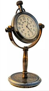 Handmade Desk Clock Maritime 5'' Nautical Antique Brass Beautiful - Picture 1 of 5