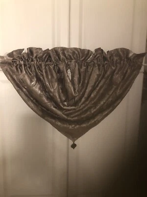 Set Of 3 Croscill Waterfall  Antique Bronze Valance Medallion  Rod Pocket 36x23” - Image 1 of 4