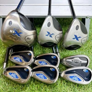 Callaway Golf Club Set Driver FW Irons Wedge RH R Flex X-18 X Hawk Eye X-14 9pcs - Picture 1 of 7