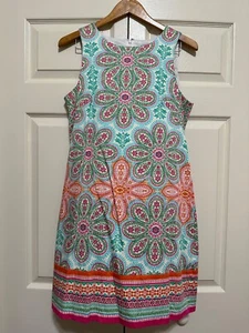 Vestido estilo Londres talla 12 sin mangas hasta la rodilla azul rosa naranja verde funda - Imagen 1 de 18