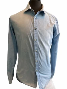 40 Zara Man Denim Button Down Shirt Fade Style Lightwash - Picture 1 of 7