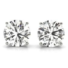 14K White Gold Lab Grown Diamond Stud Earrings (Round GH SI1-2 0.50Ct.) Halo