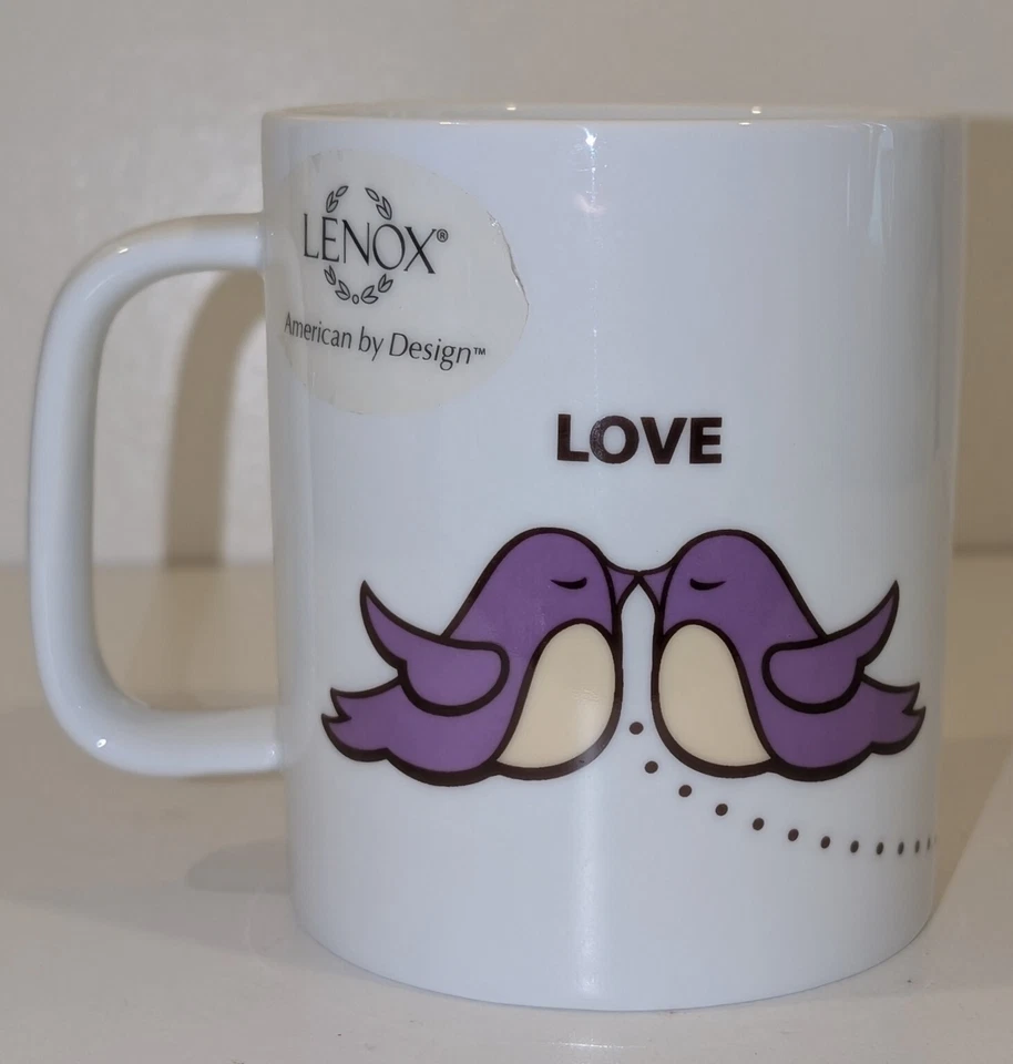 Taza de café LENOX púrpura Love Birds porcelana de diseño americano - 16 oz Foto 1 de 4
